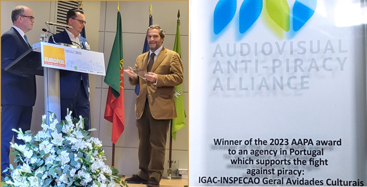 Entrega do Prémio à IGAC pela Audiovisual Anti-Piracy Alliance